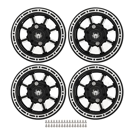 ChengyuWei 4 Stück RC-Leichtmetallfelgen Auto-Radnabe, Aluminium-Hinterradnabenfelgen, 1,9-Zoll-RC-Radnaben aus CNC-Aluminiumlegierung für axiale SCX10-Schwerkraftreduzierung (Silber) von ChengyuWei