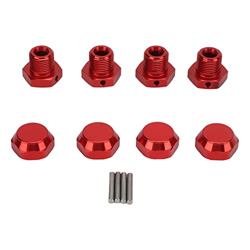 ChengyuWei 4-teiliges rotes RC-Sechskant-Kupplungs-Set, Rad-Sechskant-Kupplung aus Aluminiumlegierung für 1/8 RC-Fahrzeug-Sechskant-Nabe, modisches Spielzeug-RC-Auto-Sechskant (Rot) von ChengyuWei