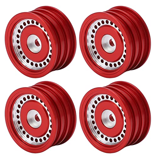 ChengyuWei 4PCS Aluminiumfelgen, RC-Nabe Aluminiumlegierungsräder Felgen für Axial SCX24 AXI90081 AXI00001 1/24 RC Car RC Car 24-Loch-Radnabe (Rot) von ChengyuWei