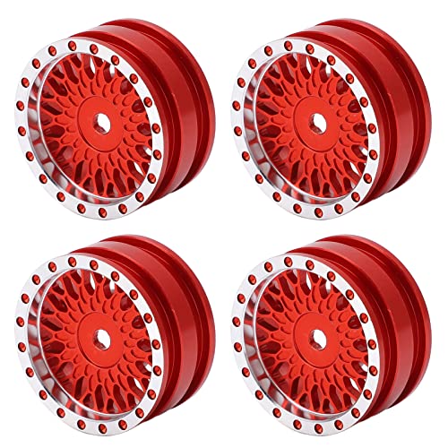 ChengyuWei 4PCS Felgen, Aluminium-Radnaben, RC-Radfelgennaben für Axial SCX24 AXI90081 AXI00001 1/24 RC Car Mesh Pattern Radfelgennabe (Rot) von ChengyuWei