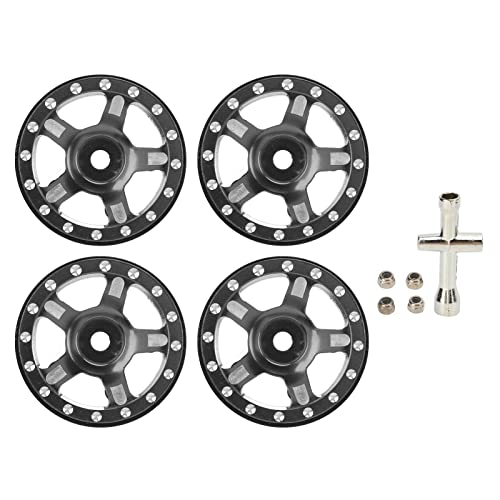 ChengyuWei Beadlock Wheels Aluminium-Beadlock-Felgen, Premium Beadlock-Räder, Aluminium-Beadlock-Räder-Felgen, RC-Car-Nabenset aus Aluminiumlegierung mit Rutschfester M2-Mutter (Titan) von ChengyuWei