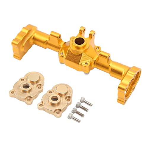 ChengyuWei Hinteres Portalachsgehäuse mit Messing-Diff-Abdeckung, CNC-Hinterachsgehäuse für FMS für FCX24 1/24 RC-Car, Hinterachsgehäuse aus Aluminiumlegierung mit Messing (Gold) von ChengyuWei