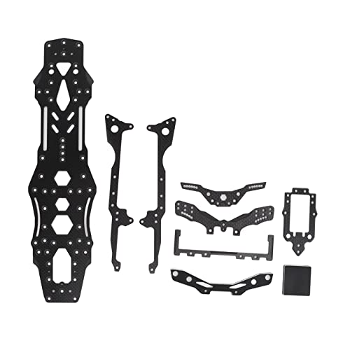 ChengyuWei RC-Car-Chassis-Set, Carbonfaser-RC-Boden-Chassisplatte, RC-Drift-Racing-Chassis, Carbonfaser- und Aluminium-RC-Car-Upgrade-Zubehör für 3RACING D5S Lite 1/10 (Schwarz) von ChengyuWei