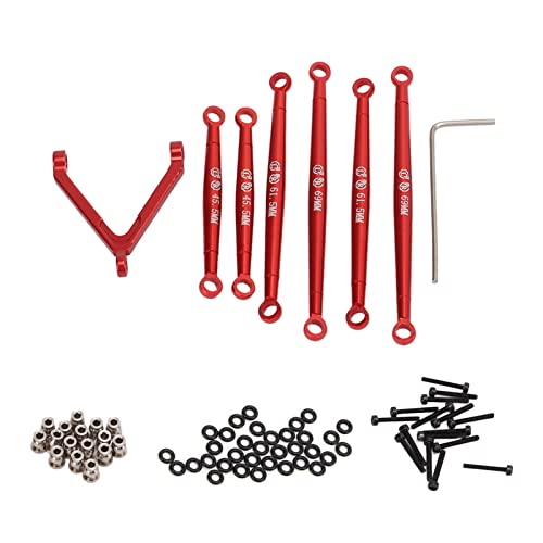 ChengyuWei Stangenverbindungsgestänge, Metallzugstange, Spurstangenverbindungssatz für AXIAL SCX24 90081 1/24 ferngesteuerte Autogehäuseteile, Verbindungszugstange, Spurstangensatz (Rot) von ChengyuWei