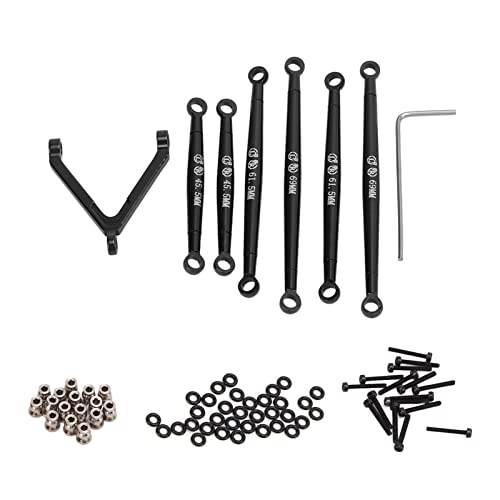 ChengyuWei Stangenverbindungsgestänge, Metallzugstange, Spurstangenverbindungssatz für AXIAL SCX24 90081 1/24 ferngesteuerte Autogehäuseteile, Verbindungszugstange, Spurstangensatz (Schwarz) von ChengyuWei