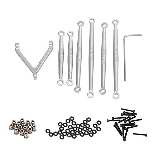 ChengyuWei Stangenverbindungsgestänge, Metallzugstange, Spurstangenverbindungssatz für AXIAL SCX24 90081 1/24 ferngesteuerte Autogehäuseteile, Verbindungszugstange, Spurstangensatz (Silber) von ChengyuWei