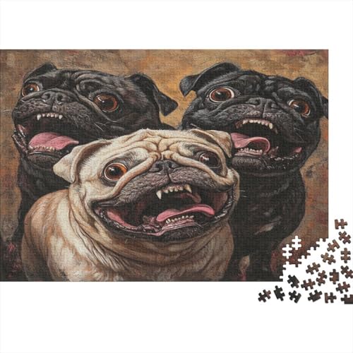 1000 Stück Holzstück Herausforderung Spielzeug|Mops Enthusiasten Unmögliches Puzzle Familienspaß Puzzle Für Erwachsene 1000pcs (75x50cm) von ChengzeTCo