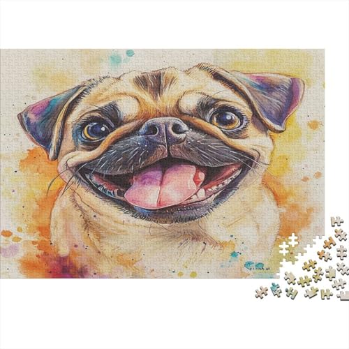 1000 Stück Holzstück Herausforderung Spielzeug|Mops Familienspaß Unmögliches Puzzle Kunstwerk Puzzle Für Erwachsene 1000pcs (75x50cm) von ChengzeTCo