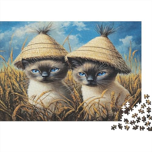 1000 Stück Holzstück Herausforderung Spielzeug|Siamkätzchen Familienspaß Unmögliches Puzzle Heimdekoration Erwachsene Fesselnd 1000pcs (75x50cm) von ChengzeTCo