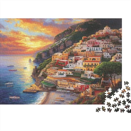 1000 Stück Holzstück Herausforderung Spielzeug|Sonnenuntergang am Hafen Familienspaß Unmögliches Puzzle Kunstwerk Puzzle Für Erwachsene 1000pcs (75x50cm) von ChengzeTCo