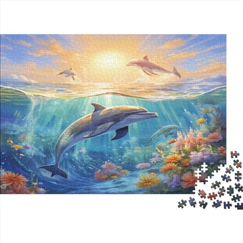 Delfine Puzzle Farbenfrohes 500 Teile Impossible Puzzle Herausforderung Puzzle Rahmen Puzzle Lernspiel Geschenk Für Die Ganze Familie von ChengzeTCo