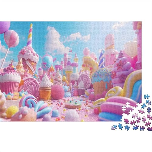 Delicious Desserts Puzzle Farbenfrohes 300 Teile Impossible Puzzle Herausforderung Puzzle Rahmen Puzzle Lernspiel Geschenk Süßwaren Für Die Ganze Familie 300pcs (40x28cm) von ChengzeTCo