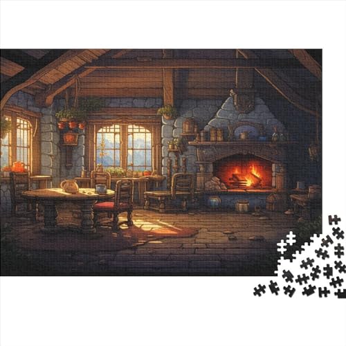 Gemütliches Häuschen Puzzle Farbenfrohes 500 Teile Impossible Puzzle Herausforderndes Puzzle Lustiges Kunstpuzzle Lernspiel Geschenk Erwachsene-Puzzle von ChengzeTCo