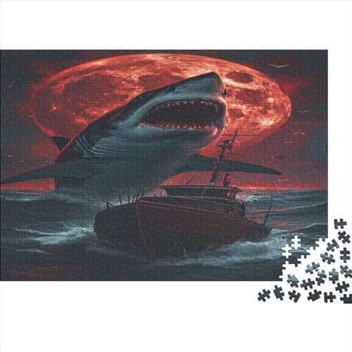 Great White Hai Puzzlespiel 1000 Teile Puzzle Für Erwachsene Und Kinder Ab 14 Jahren, Puzzle Erwachsenen Puzzlespi Puzzel 1000pcs (75x50cm) von ChengzeTCo