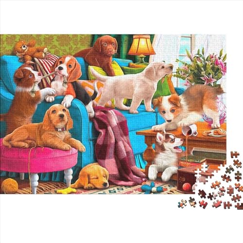 Haustier-Party Puzzle Farbenfrohes 300 Teile Impossible Puzzle Herausforderndes Puzzle Lustiges Kunstpuzzle Puzzle-Geschenk Hund Erwachsene-Puzzle 300pcs (40x28cm) von ChengzeTCo