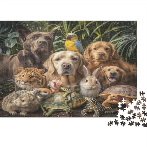 Haustier-Party Puzzle Farbenfrohes 300 Teile Impossible Puzzle Herausforderung Puzzle Rahmen Puzzle Lernspiel Geschenk Hund Erwachsene-Puzzle 300pcs (40x28cm) von ChengzeTCo