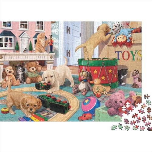 Haustier-Party Puzzle Farbenfrohes 500 Teile Impossible Puzzle Herausforderndes Puzzle Rahmen Puzzle Geschicklichkeitsspiel Hund Erwachsene-Puzzle 500pcs (52x38cm) von ChengzeTCo