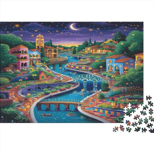 Lakeside Lodge Puzzle Farbenfrohes 300 Teile Impossible Puzzle Herausforderung Puzzle Lustiges Kunstpuzzle Puzzle-Geschenk Hübsche Hütte Für Die Ganze Familie von ChengzeTCo