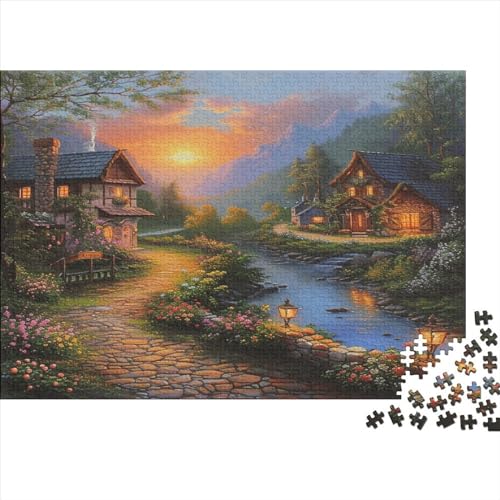 Lakeside Lodge Puzzle Farbenfrohes 300 Teile Impossible Puzzle Herausforderung Puzzle Rahmen Puzzle Geschicklichkeitsspiel Hübsche Hütte Für Erwachsene Teenager von ChengzeTCo