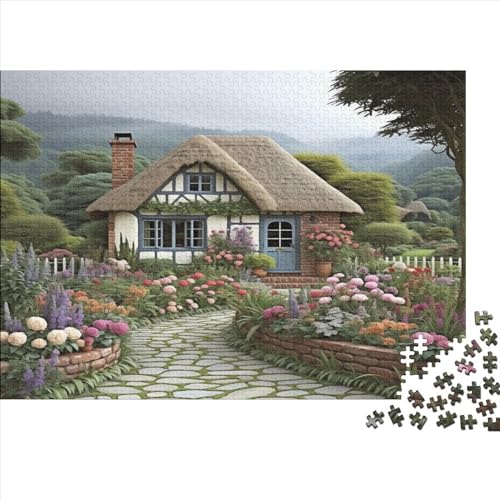 Mountain Dorf Cottage Puzzle Farbenfrohes 1000 Teile Impossible Puzzle Herausforderndes Puzzle Lustiges Kunstpuzzle Puzzle-Geschenk Erwachsene-Puzzle von ChengzeTCo