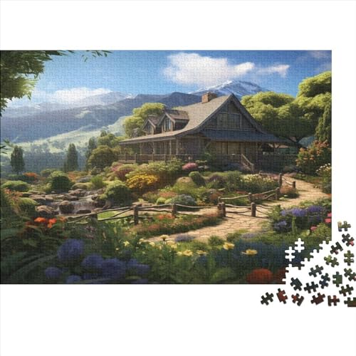 Mountain Dorf Cottage Puzzle Farbenfrohes 500 Teile Impossible Puzzle Herausforderndes Puzzle Rahmen Puzzle Lernspiel Geschenk Für Erwachsene Teenager von ChengzeTCo