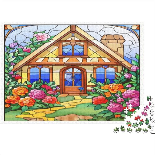 Mountain Dorf Cottage Puzzle Farbenfrohes 500 Teile Impossible Puzzle Herausforderndes Puzzle Rahmen Puzzle Puzzle-Geschenk Für Erwachsene Teenager von ChengzeTCo