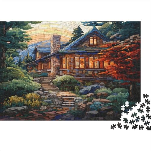 Mountain Dorf Cottage Puzzle Farbenfrohes 500 Teile Impossible Puzzle Schwieriges Puzzle Lustiges Kunstpuzzle Puzzle-Geschenk Erwachsene-Puzzle von ChengzeTCo