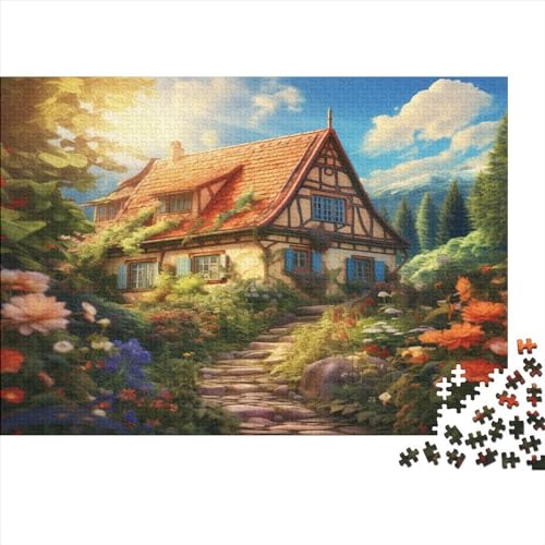 Mountain Dorf Cottage Puzzle Farbenfrohes 500 Teile Impossible Puzzle Schwieriges Puzzle Lustiges Kunstpuzzle Puzzle-Geschenk Für Erwachsene Teenager von ChengzeTCo