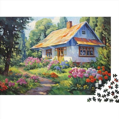 Mountain Dorf Cottage Puzzle Farbenfrohes 500 Teile Impossible Puzzle Schwieriges Puzzle Rahmen Puzzle Puzzle-Geschenk Für Die Ganze Familie von ChengzeTCo