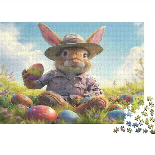 Osterhase Hölzerne Puzzles 500 Teile Stress Relieving Puzzles Ostereier Unmögliches Puzzle Für Die Ganze Familie Einzigartig Ostern Geschenke 500pcs (52x38cm) von ChengzeTCo