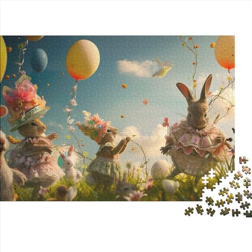 Osterhase Hölzerne Puzzles 500 Teile Toys Puzzles Ostereier Herausforderndes Spiel Für Die Ganze Familie Heimdekoration Ostern Geschenke 500pcs (52x38cm) von ChengzeTCo