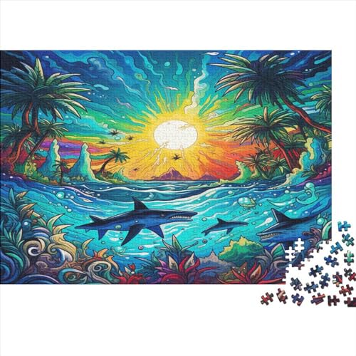 Seabed A School of Fish Puzzle Farbenfrohes 500 Teile Impossible Puzzle Herausforderung Puzzle Rahmen Puzzle Lernspiel Geschenk Für Erwachsene Teenager von ChengzeTCo