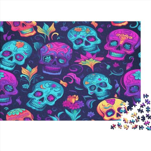 Skull Puzzle Farbenfrohes 500 Teile Impossible Puzzle Herausforderung Puzzle Lustiges Kunstpuzzle Puzzle-Geschenk Für Erwachsene Teenager von ChengzeTCo