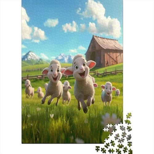 Süßes Lamm 1000 Stück Puzzles Für Erwachsene Teenager Stress Abbauen Familien-Puzzlespiel 1000-teiliges Puzzle Kinder Lernspiel Spielzeug Geschenk Puzzel 1000pcs (75x50cm) von ChengzeTCo