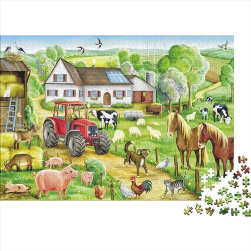 Tierfarm Hölzerne Puzzles 300 Teile Jigsaw Puzzle Tierparty Unmögliches Puzzle Tolles Geschenk Für Erwachsene Einzigartig Ostern Geschenke 300pcs (40x28cm) von ChengzeTCo