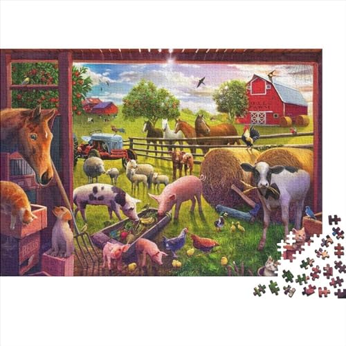 Tierfarm Hölzerne Puzzles 300 Teile Toys Puzzles Tierparty Herausforderndes Spiel Für Erwachsene Geschenke Heimdekoration Ostern Geschenke 300pcs (40x28cm) von ChengzeTCo