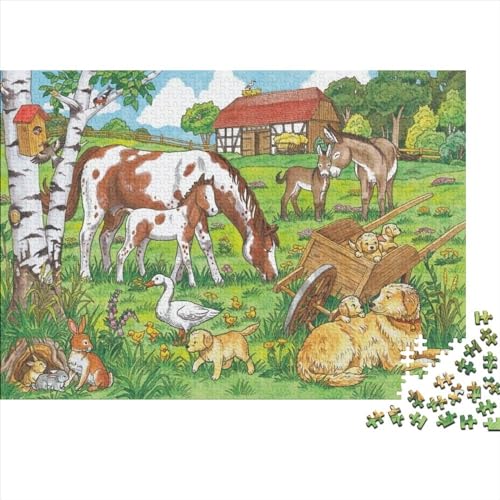 Tierfarm Hölzerne Puzzles 300 Teile Toys Puzzles Tierparty Herausforderndes Spiel Tolles Geschenk Für Erwachsene Heimdekoration Ostern Geschenke 300pcs (40x28cm) von ChengzeTCo