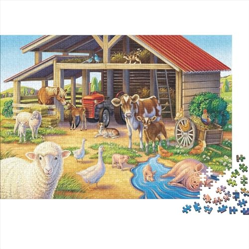 Tierfarm Hölzerne Puzzles 500 Teile Jigsaw Puzzle Tierparty Unmögliches Puzzle Tolles Geschenk Für Erwachsene Einzigartig Ostern Geschenke 500pcs (52x38cm) von ChengzeTCo