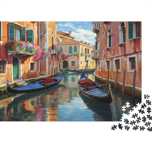 Venedig-Kanal-Ansicht Puzzle Farbenfrohes 500 Teile Impossible Puzzle Herausforderndes Puzzle Lustiges Kunstpuzzle Lernspiel Geschenk Erwachsene-Puzzle von ChengzeTCo