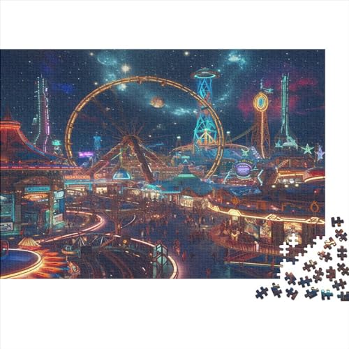 Vergnügungspark Puzzle Farbenfrohes 500 Teile Impossible Puzzle Herausforderung Puzzle Lustiges Kunstpuzzle Puzzle-Geschenk verträumt Für Die Ganze Familie von ChengzeTCo