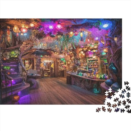 Verzauberte Bibliothek Puzzle Farbenfrohes 300 Teile Impossible Puzzle Herausforderung Puzzle Lustiges Kunstpuzzle Lernspiel Geschenk Wunderschön Erwachsene-Puzzle von ChengzeTCo