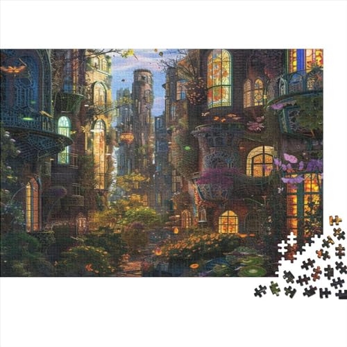 Verzauberte Bibliothek Puzzle Farbenfrohes 500 Teile Impossible Puzzle Herausforderung Puzzle Rahmen Puzzle Lernspiel Geschenk Wunderschön Für Erwachsene Teenager von ChengzeTCo