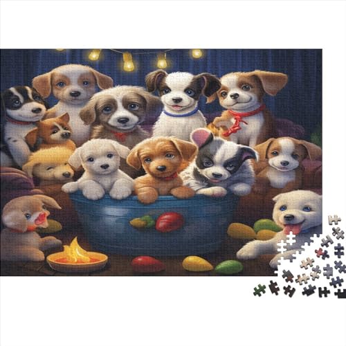 Welpen Puzzle Farbenfrohes 1000 Teile Impossible Puzzle Herausforderndes Puzzle Lustiges Kunstpuzzle Lernspiel Geschenk Erwachsene-Puzzle von ChengzeTCo