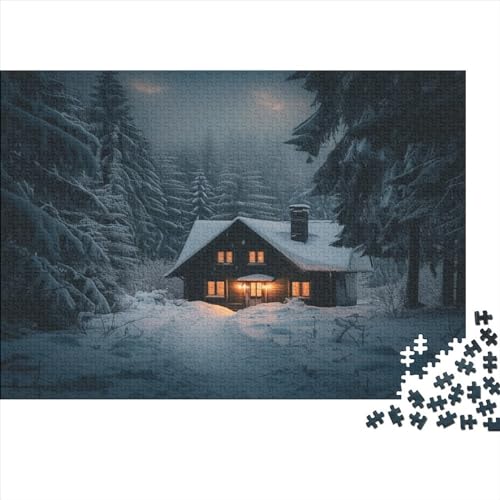 Winterliche Schneelandschaft Hölzerne Puzzles 300 Teile Jigsaw Puzzle Unmögliches Puzzle Für Die Ganze Familie Heimdekoration Ostern Geschenke 300pcs (40x28cm) von ChengzeTCo