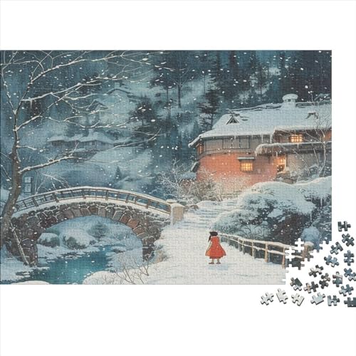 Winterliche Schneelandschaft Hölzerne Puzzles 300 Teile Toys Puzzles Hut in The Snow Unmögliches Puzzle Für Erwachsene Geschenke Heimdekoration Ostern Geschenke 300pcs (40x28cm) von ChengzeTCo