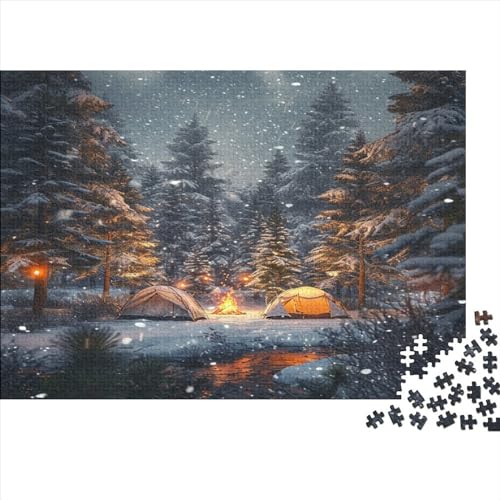 Winterliche Schneelandschaft Hölzerne Puzzles 500 Teile Jigsaw Puzzle Hut in The Snow Unmögliches Puzzle Tolles Geschenk Für Erwachsene Retro Ostern Geschenke 500pcs (52x38cm) von ChengzeTCo