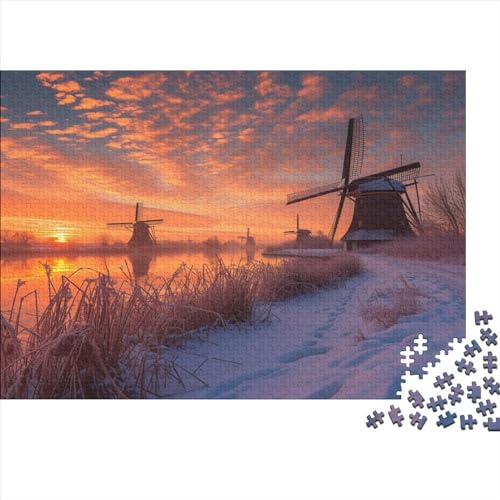 Winterliche Schneelandschaft Hölzerne Puzzles 500 Teile Toys Puzzles Hut in The Snow Herausforderndes Spiel Tolles Geschenk Für Erwachsene Ideal Als Ostern Geschenke 500pcs (52x38cm) von ChengzeTCo