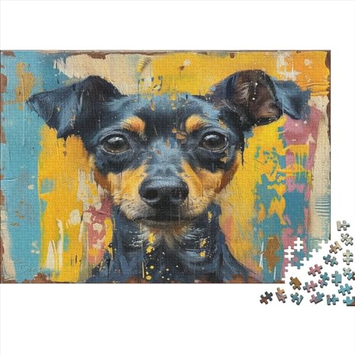 abstrakte Malerei Puzzle Farbenfrohes 300 Teile Impossible Puzzle Schwieriges Puzzle Lustiges Kunstpuzzle Geschicklichkeitsspiel Hund Erwachsene-Puzzle von ChengzeTCo