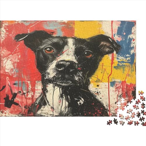 abstrakte Malerei Puzzle Farbenfrohes 300 Teile Impossible Puzzle Schwieriges Puzzle Rahmen Puzzle Geschicklichkeitsspiel Hund Erwachsene-Puzzle von ChengzeTCo