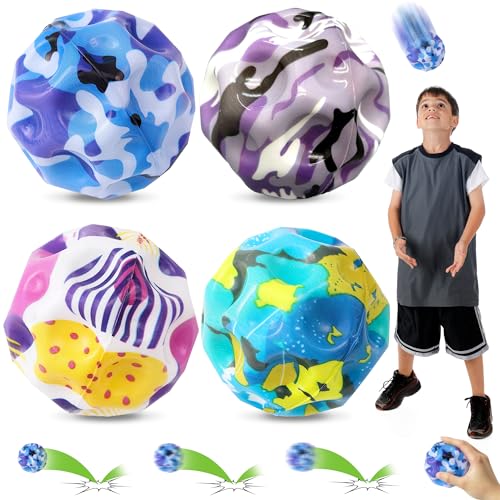 Chennyfun 4 Stück Jump Ball Galaxy, Moon Ball,Hohe Springender Gummiball, Hüpfende Bälle in 4 Farben, 7cm Planeten Hüpfbälle, Jump Ball, Bouncing Ball Springball für Kinder von Chennyfun